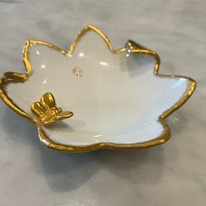 Porcelain trinket dish with butterfly and ladybug